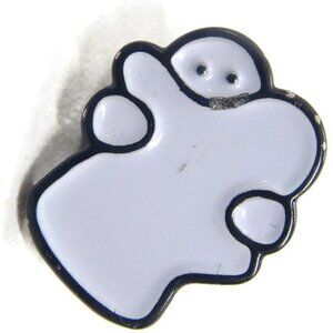 Cute Ghost Enamel Lapel Pin - White & Black - Halloween Accessory